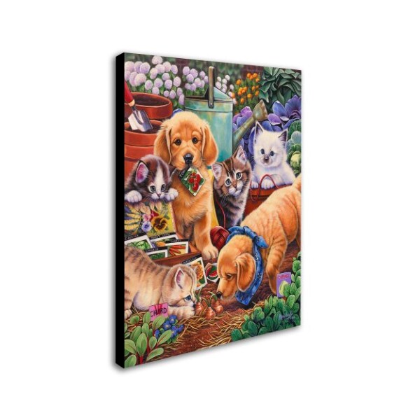 Jenny Newland 'Helpful Garden Paws' Canvas Art,18x24